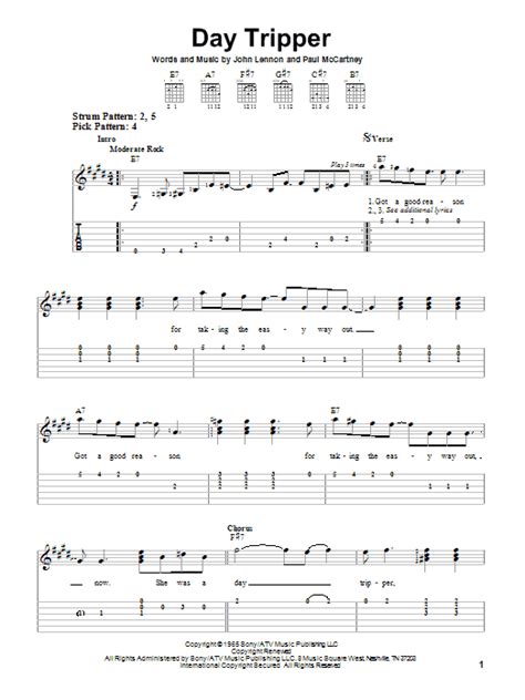 Day Tripper by The Beatles - Easy Guitar Tab - Guitar Instructor