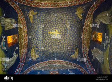 Byzantine mosaics on the ceiling of the Mausoleum of Galla Placidia ...