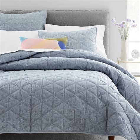 Heathered Cotton Sateen Quilt + Shams - Morning Dew | west elm ...