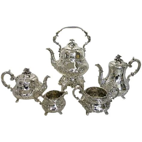 Antique English Sterling Silver Tea Set, Complete With Original Tilting ...