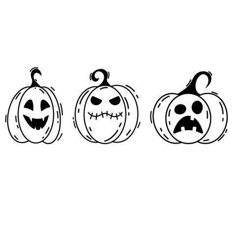 Halloween doodle pumpkins outline. Cartoon vector illustration 11141845 ...