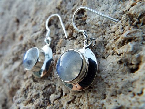 Sterling Silver Moonstone Earrings Drop Dangle Handmade Jewelry