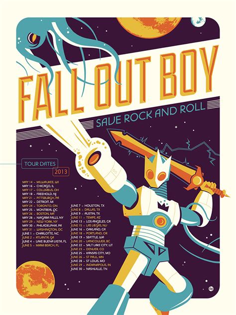 Fall Out Boy 'Save Rock and Roll' Tour Poster Designed by Dave Perillo