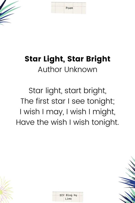 Star Light, Star Bright| Kids Poem | Short rhyming poems, Inspirational poems for kids, Kids poems