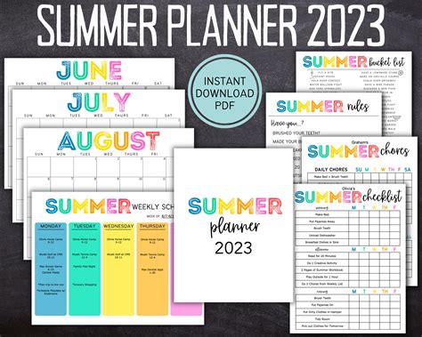 Printable Editable SUMMER 2023 Planner Bundle Summer - Etsy Australia