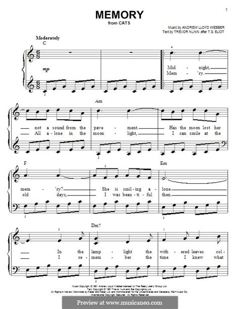 Memory (from Cats) by A.L. Webber - sheet music on MusicaNeo