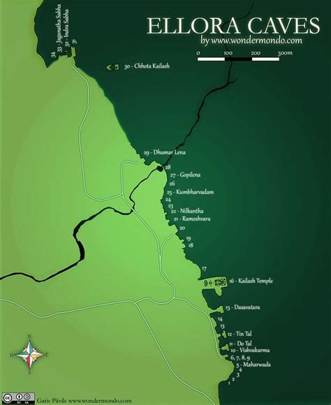 Ellora Caves Map (Illustration) - World History Encyclopedia