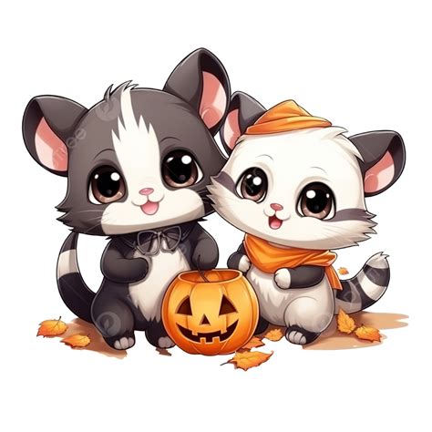 Happy Halloween Cartoon Cute Cat Rat And Panda Holding A Pumpkin, Mouse Cartoon, Cat Character ...