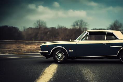 Premium Photo | Vintage old car on the road. retro car in the highway. classic luxury sports ...