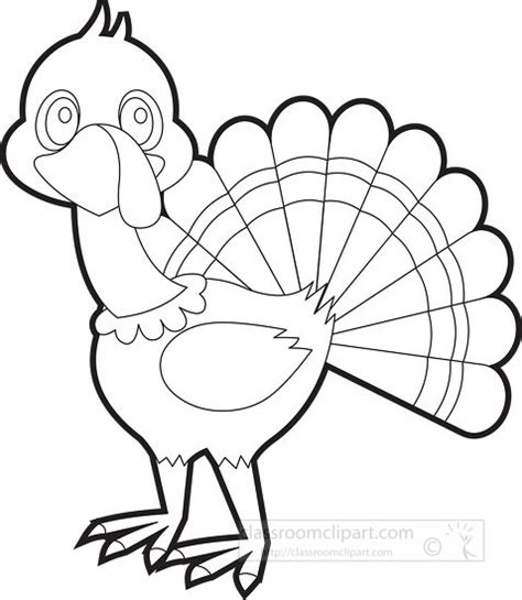 Animal Outline Clipart-cartoon turkey with a big smile on its face black outline clip a