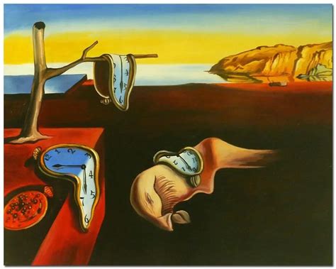 100% Hand made framed stretched copy Dali Time clock famous Oil ...