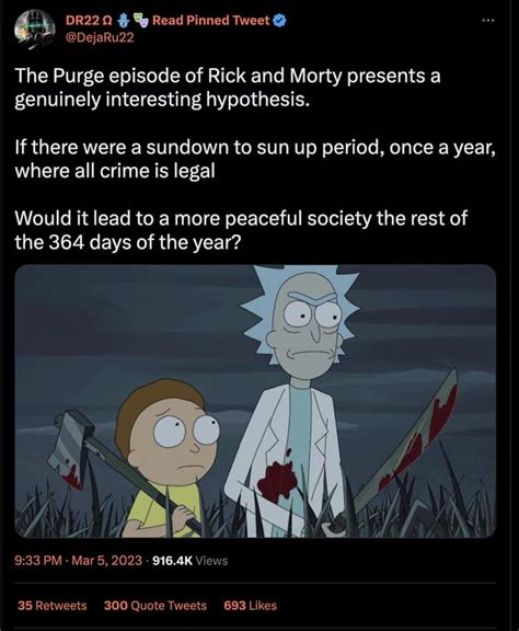 DUDE JUST CITE THE PURGE MOVIE NOT THE RICK AND MORTY EPISODE : r/rickandmorty