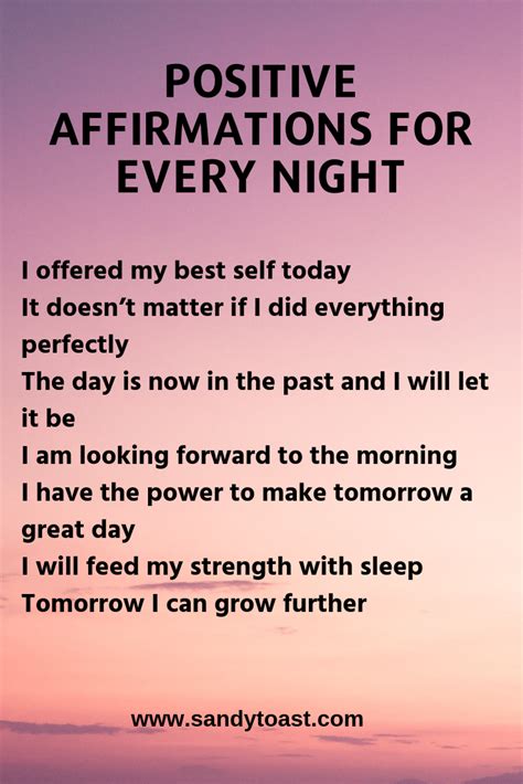 Positive affirmations for every night – Artofit