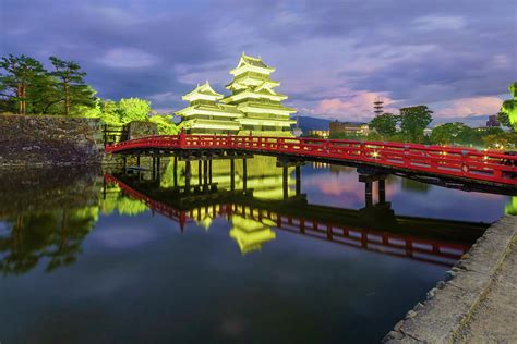 Night view of Matsumoto Castle -Crow Castle- and bridge Photograph by Ran Dembo | Pixels