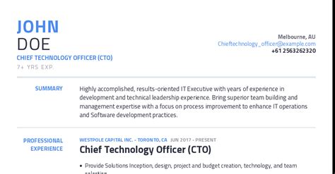 Chief Technology Officer Resume Example With Content Sample | CraftmyCV