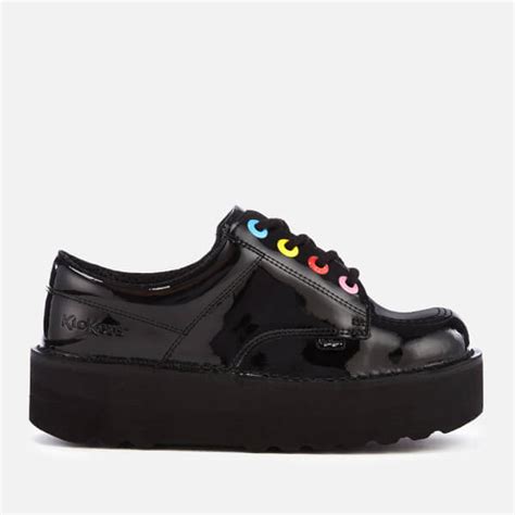 Kickers Women's Kick Lo Stack Patent Leather Shoes - Black/Multi Womens ...