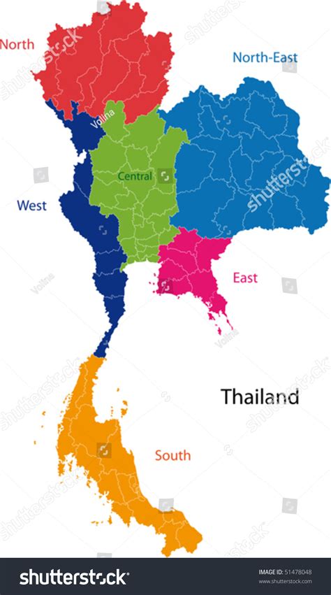 Map Kingdom Thailand Provinces Colored Bright Stock Vector (Royalty ...