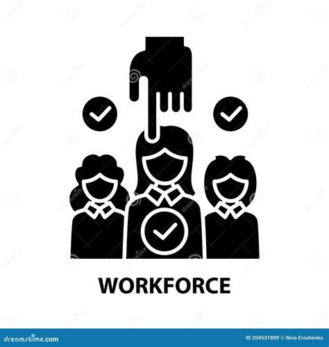 Workforce Icon, Black Vector Sign with Editable Strokes, Concept ...