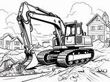 Digger Excavator Coloring Sheet  Page sketch template