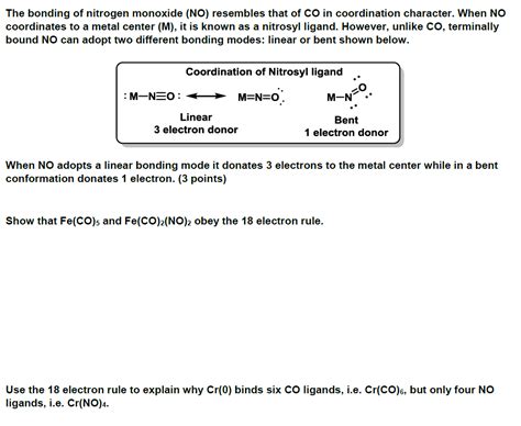 Solved The bonding of nitrogen monoxide (NO) resembles that | Chegg.com