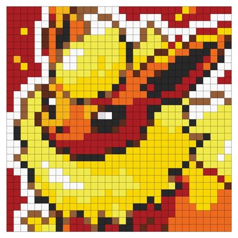 Flareon Pokemon - Pix Brix Template | Pixel art pokemon, Pixel art grid, Pixel art