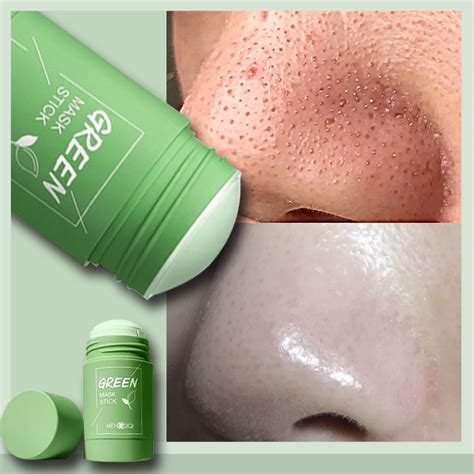 ZODONI Green Tea Stick Eggplant Facial Mask Purifying Clay Stick Anti-Acne Deep Cleansing Moist ...