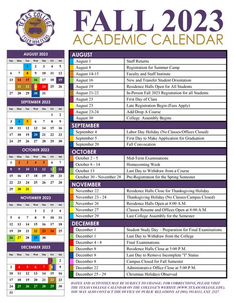 Fall 2023 Academic Calendar