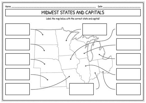 Midwest States And Capitals Quiz Printable – Printable Template Calendar