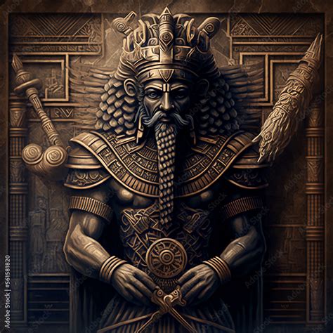 Ancient Sumerian mythology. Enki,ancient Sumerian mythological god. Created with Generative AI ...