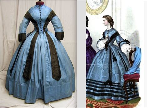 1861 fashion plate La Mode. vs extant dress. Good illustration on how fashion plates were ...