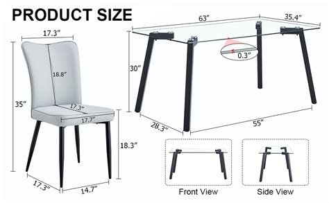Amazon.com - Vohuai Glass Dining Table Set for 4,63 inch Rectangular ...