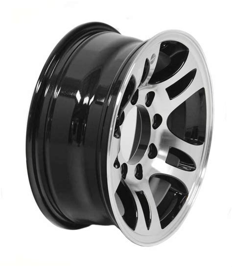 Aluminum HWT Series S5 Trailer Wheel - 16" x 6-1/2" Rim - 8 on 6-1/2 - Black HWT Tires and ...