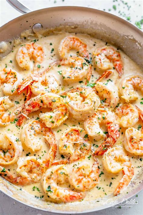 Easy Shrimp Recipe Creamy Garlic Shrimp with Parmesan Low Carb Cafe Delites | Shrimp recipes ...