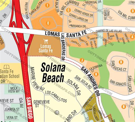 Solana Beach Map, San Diego County, CA – Otto Maps