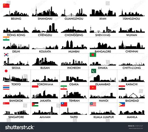 Skyline Asian Cities Stock Vector (Royalty Free) 216912127 | Shutterstock