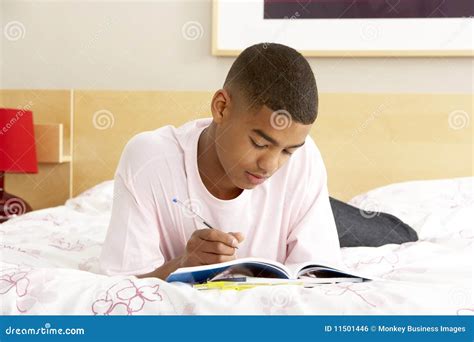 Teenage Boy Writing In Diary In Bedroom Royalty Free Stock Image ...