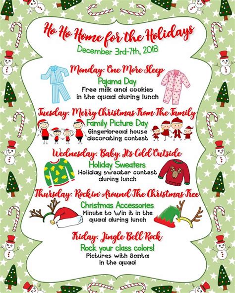 Christmas Holiday Spirit Week Ideas For Work : Christmas Spirit Week / Christmas Spirit Week ...