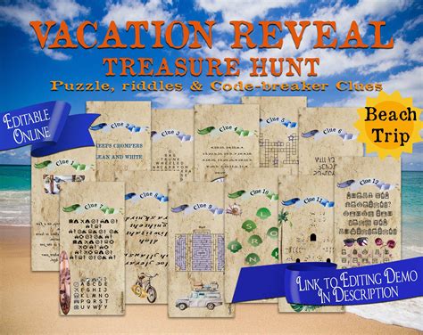 Surprise Vacation Treasure Hunt Clues Editable Scavenger - Etsy Canada | Treasure hunt clues ...