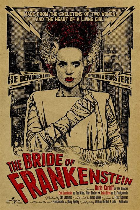 Bride of Frankenstein Poster. 12x18. Kraft Paper. Elsa Lanchester. Movie. Horror. Art. Print ...