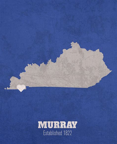 Murray Kentucky City Map Founded 1822 University of Kentucky Color ...