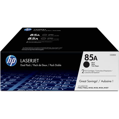 HP 85A LaserJet Black Toner Cartridge Dual Pack CE285D B&H Photo