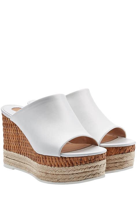 Ferragamo Leather Wedge Mules - White in White - Lyst