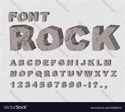 Rock font alphabet of stones abc made lithic Vector Image