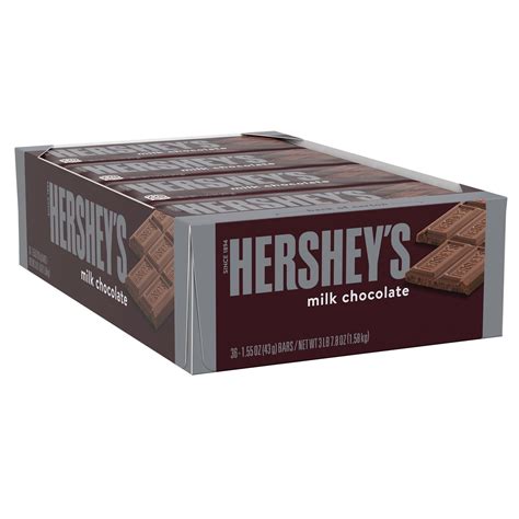 Hershey's Milk Chocolate Candy, Bars 1.55 oz, 36 Count - Walmart.com