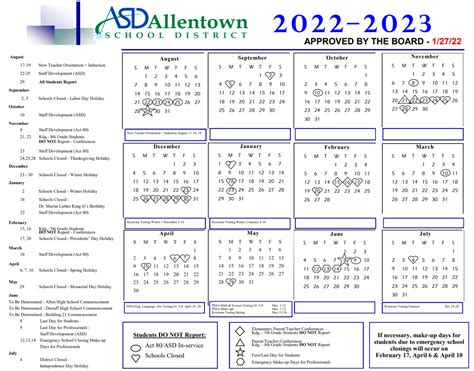 Board Approves 2022-23 SY Calendar - Allentown School District