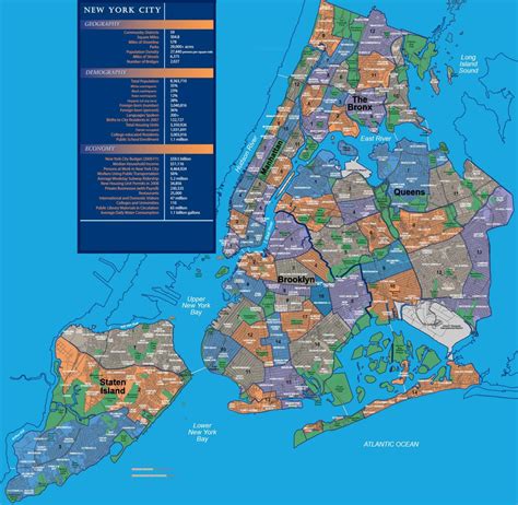 New York, quartier de la carte - carte de NYC quartiers (New York ...