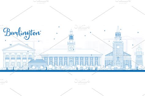 Outline Burlington (Vermont) Skyline | People Illustrations ~ Creative ...