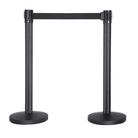 2X Retractable Stanchions Set Queue Barrier Line Post Stand with 6.5 ...