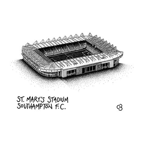 Southampton FC Stadium Original Drawing Hand-drawn Pen and Ink Picture ...