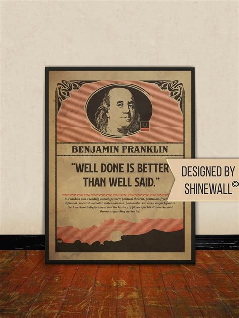 Retro Quote Poster Benjamin Franklin Wall Decor - Etsy